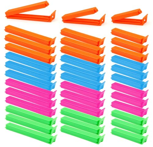 36 Pcs Food Bag Clips, Sturdy Foods Clips in 3 Sizes Plastic Food Clips for Foods Storage and Sandwich Bags Reusable Colorful Bag Sealing Freezer Bag Clips for Keeping Fresh (7/9/11cm)