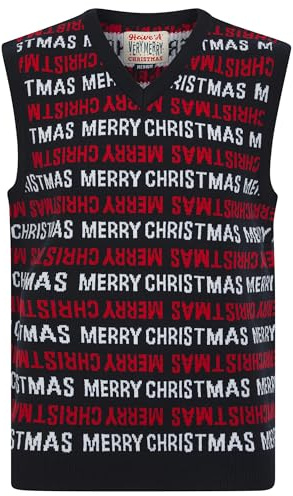 Tokyo Laundry Men's Novelty Knitted Christmas Jumper V-Neck Sleeveless Tank Top Sweater