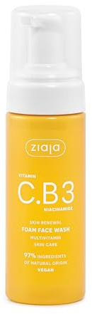 Vitamine C.B3 NIACINAMID Gesichtsreinigungsschaum | Tiefenreinigung ohne Austrocknen, 97% natürliche Inhaltsstoffe, Glow-Effekt, geeignet für empfindliche Haut ZIAJA
