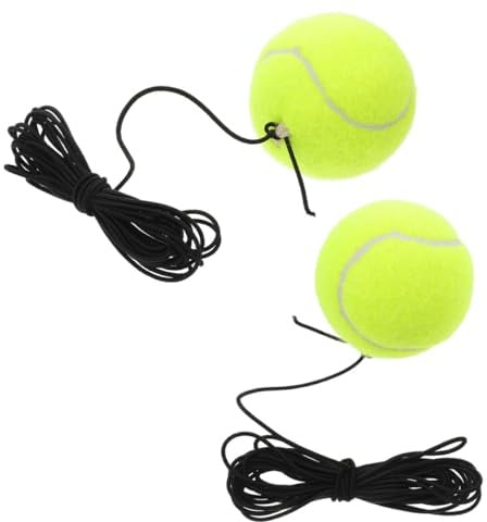 DECORNIJIA 2 Stück Tennis Übungsset mit Elastischem Gummiband und Rebound Tennisball für Einzeltraining Anfänger zur Steigerung von Beweglichkeit und Koordination