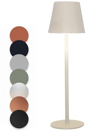 Coen Bakker LED Akku Tischlampe stufenlos dimmbar mit Touch IP44 3 Lichtfarben für Innen & Außen 36,5x11 cm Tischleuchte Glatt Groß, Farbe:Sand