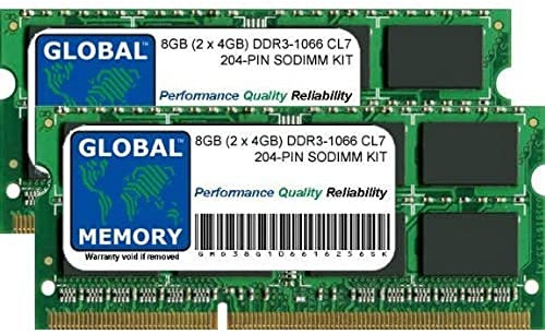 Kit RAM DDR3 1066 MHz PC3-8500 a 204 pin SODIMM MEMORIA RAM per MacBook (fine 2008 - metà 2009 - metà 2010) e MACBOOK PRO (fine 2008 - inizio medio/fine 2009) D 2010)