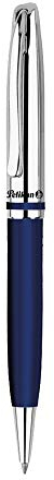 Pelikan elegante Bolígrafo metálico Linea Jazz, clip elástico y mecanismo giratorio, cuerpo azul noche y plata, tinta Pelikan negra - 0F0R58