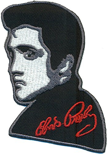 Elvis Presley Aufnäher Elvis The King Patches zum annähen/aufbügeln l Rocker Kutten Aufbügler Applikation für alle Stoffe l Elvis Presley Bild Sticker Bügelbilder l 90x75mm