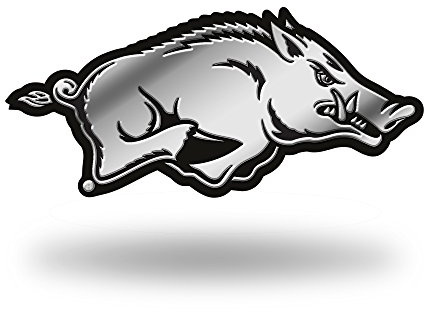 Rico Industries NCAA Arkansas Razorbacks Chrome Finished Auto Emblem 3D Sticker , Silver