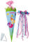 alles-meine.de GmbH BASTELSET Schultüte - Nixe - Meerjungfrau & Fische - 85 cm - incl. großer Schleife + Name - mit/ohne Kunststoff Spitze - Zuckertüte - Set zum selber Bas..