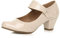 Womens Ladies mid Heel Mary Jane Strap Smart Work Comfort Court Shoes, Nude Patent, 6 UK