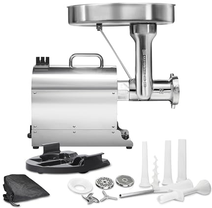 Weston Pro Series Electric Meat Grinder, Commercial Grade, 1120 Watts, 1.5 HP, 14lbs. Per Minute, Stainless Steel (10-2201-W)