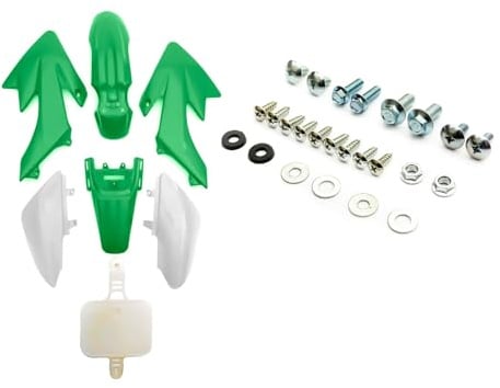 PetrolScooter Green White Pitbike Plastic Set With Fixing Bolts Compatible With CRF50 Frame 50cc 110cc 125cc 140cc Dirtbike