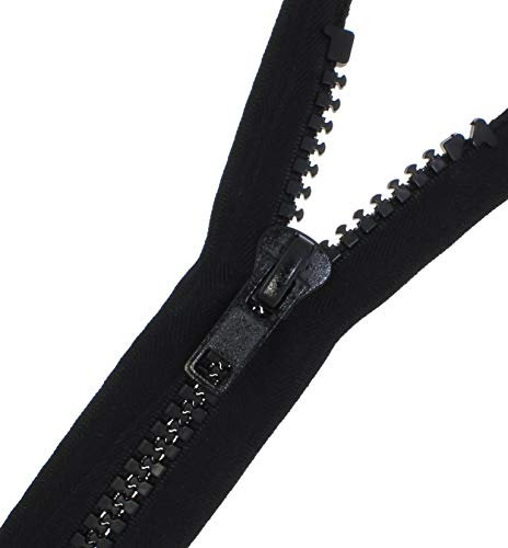 zipworld Reißverschluss Kunststoff - Plastik GROBE Zähne teilbar 8-9mm PZG schwarz-322 (72cm)