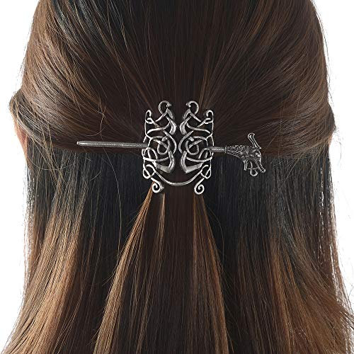 Große keltische Knoten Drachen-Haarnadeln – nordische Wikinger-Krone, Haarschmuck für langes Haar, Zöpfe, Haarspangen, Vintage-Wikingerrunen, Damen, Mädchen, Haarnadel, Haarspangen, Stab, irisches