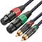 JOMLEY 2 XLR to 2 RCA Cable, Heavy Duty Dual XLR Female to Dual RCA Male Patch Cord HiFi Stereo Audio Connection Interconnect Lead - 3.3ft