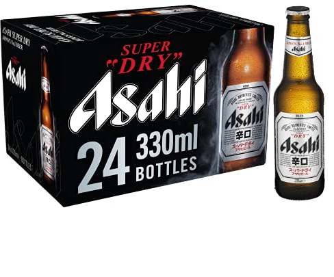 Asahi Super Dry Beer, 24 x 330ml, Japanese Beer, 5% ABV, Brewed in Italy, Premium Lager, Crisp and Dry Taste (Packaging may vary as images in catalog)