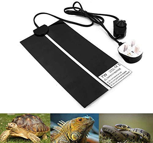 PeSandy Reptile Heating Mat with Temperature Adjustment, 7W Non-Adhesive Heat Pad for Reptiles Tortoise Snakes Lizard Gecko Hermit Crab Turtle Amphibians - Removable Under Tank Heat Pad (11x6 inch)
