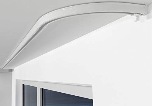 ALOHA Gardinenschiene aus Aluminium Vorhangschienen, Deckenbefestigung 1, 2, 3, 4, 5 -läufig für Schiebevorhänge, Vorhänge (ITU / 1-läufig/Rundbogen Rechts/Weiß)