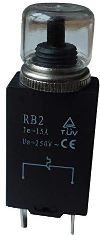RB2 250V 15A 2 Broches Interrupteur de Protection Thermique du Moteur Disjoncteur Équipement Industriel Miniature Réinitialisation Manuelle Interrupteurs à Bouton-poussoir, paquet de 2