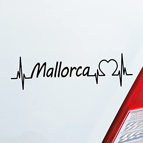 Hellweg Druckerei Auto Aufkleber Mallorca Puls Herzschlag Fun Sticker Heckscheibenaufkleber Autoaufkleber mit Insel Motiv