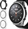 ivoler 3 Pièces Dur PC Coque avec Protection écran en Verre Trempé pour Xiaomi Watch S1, Couverture Complète Étui de Protection Anti-Rayures Bumper Housse (2 Transparent + 1 Noir)