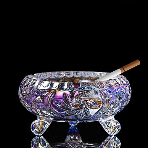 Glass Ashtray, Cute Crystal Design, 3 Notches, Non-Slip Feet, Gift