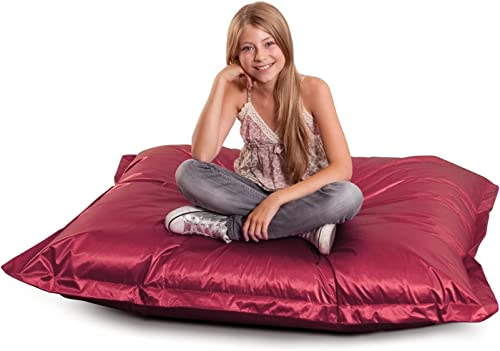 SMOOTHY Original Metallic Junior Indoor XL Sitzsack 250L Riesensitzsack Sitzkissen Sessel aus Baumwolle; Perfekt für Kinder (Metallic Rubin, 140 x 110 cm)