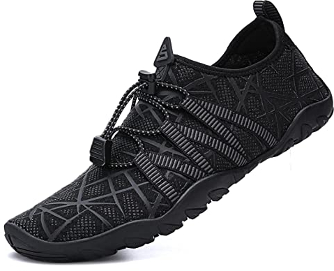 Mesing Wasserschuhe Barfußschuhe Schnell Trocknend Badeschuhe Schwimmschuhe Leicht rutschfest Strandschuhe Aquaschuhe für Herren Damen SUX99619-Black-EU45