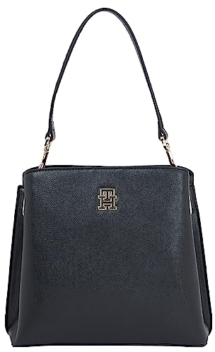 Tommy Hilfiger Damen TH Timeless Bucket AW0AW15600 Taschen, Schwarz (Black)