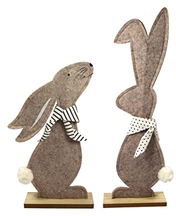 2X großer Aufsteller Hase mit Halstuch | Osterhase Filzhase Ostern | 35x51 cm | Dekofigur Figur Hasenfigur