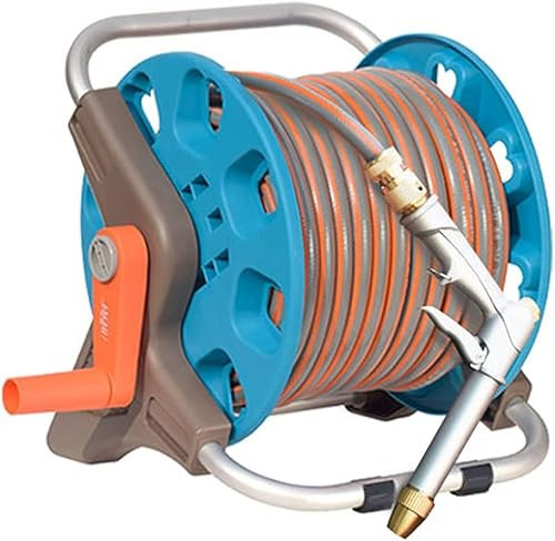 Enrouleur de Tuyau d'arrosage Portable, Chariot d'enrouleur de Tuyau d'arrosage extérieur ou Enrouleur de Tuyau Mural, Enrouleur de Stockage de Tuyau Durable avec poignée et Tuyau (Taille : Tuyau d'