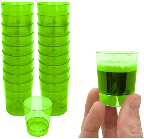 Vasos Chupito Plástico Pack 100 uds Chupito Resistente Desechable perfecto para Fiestas Cumpleaños Celebraciones Bodas Festival Color (Verde) 30ml