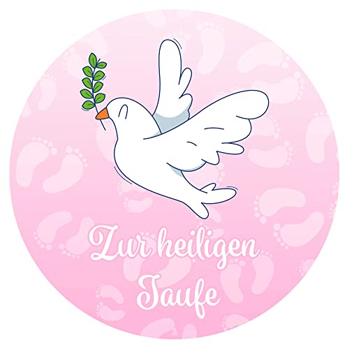 J&M DECO Tortenaufleger Taufe – essbare Tortendeko Ø 20 cm – Kuchendekoration zur Taufe für Jungen & Mädchen – Tortenbild auf Zuckerpapier – gebrauchsfertig – Made in EU