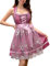 KOJOOIN Trachtenkleid Dirndl Kurz Damen Mid Dirndl mit Spitzenschürze 2tlg. für Oktoberfest A-Weinrot(2tlg.) 36