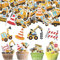 64 Stk Baustelle Tortendeko Essbar Kuchendeko Geburtstag Junge, Bagger Deko Kindergeburtstag 2, Bagger Muffin Deko Essbar,Esspapier Tortendeko Traktor,Cupcake Topper Gabelstapler für Kinder Geburtstag