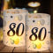 12 Windlicht Tischdeko, Deko 80. Geburtstag Frau Mann, 80 Jahre Happy Birthday Tischdeko, Geschenke zum 80 Geburtstag, Geeignet für Teelichter oder Kerzen