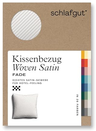 schlafgut Woven Fade Satin Kissenbezug 80x80 cm White Fade gestreift in Premium Hotelqualität, Kopfkissenbezug einzeln mit 100% weicher Baumwolle