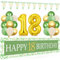 Deko 18 Geburtstag Mädchen Junge, 18 Geburtstag Deko Grün Gold, Lange Happy 18th Birthday Banner 210×40cm, Luftballon 18. Geburtstag und Dreieckiges Flaggen, Grün Gold Geburtstagsdeko 18