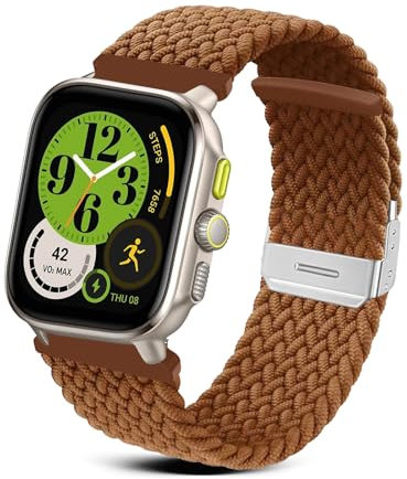 RoYiio Nylon Strap for Amazfit Active 2 (Square)/Active 2 Strap Cheetah (Square) Bracelet Soft Comfor 20mm Replacement Band for Amazfit GTR Mini/GTS 4/GTS 4 Mini/Bip 3 Pro/GTS 3 - Brown