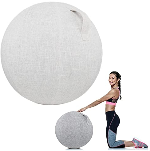CALMR 55/65/75 cm Yoga Ball HüLle,Gymnastikball-Abdeckung Für Geburtsball Balanceball-Abdeckung Staubdicht Faltbar Sitzbälle Stoff Bezug Für Balance, Stabilität, Fitness,Beige-75cm