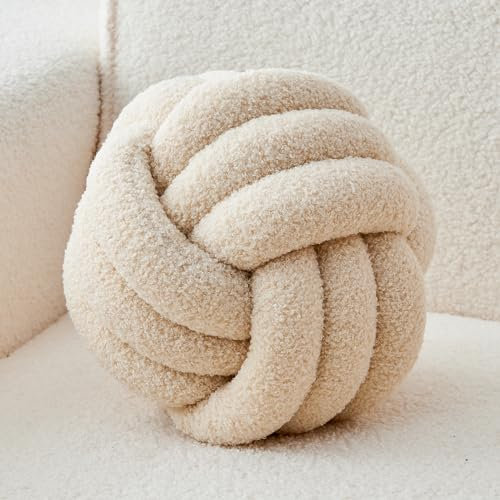 LUSJNGE Decorative Throw Knot Pillow Ball for Home Chair Sofa Couch Bed Aesthetic Round Velvet Knotted Pillow Cushion (8.7inches)