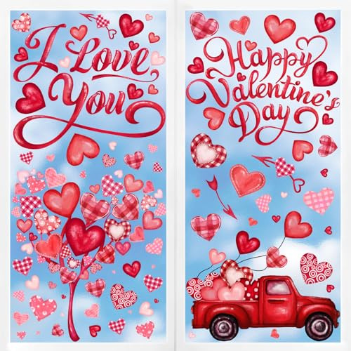 DIYDEC 6 Blatt Valentinstag Fenster Aufkleber für Hochzeit Valentinstag Fenster Aufkleber