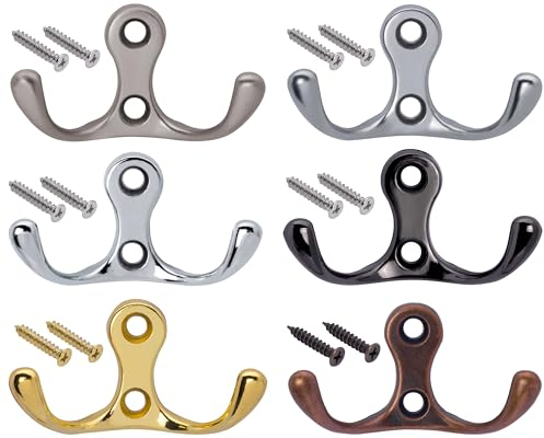 Stahlia Garderobenhaken Metallhaken CHROM-MATT (10 Stück) Kleiderhaken Garderobe Haken für Garderobe Handtuchaufhänger Haken zum Schrauben