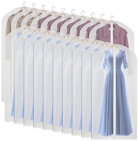 Univivi Kleidersäcke zum Aufhängen, 20 Stück Kleidersack Lang Aufbewahrung, Atmungsaktiver Staub für Langes Kleid, Hochzeitskleid, Kleiderhüllen für Mäntel, Anzüge, Kleider (60 x 152 cm)