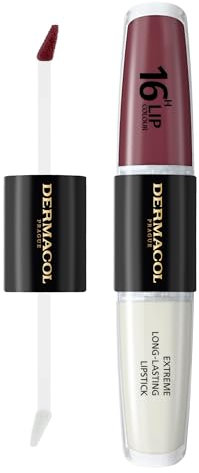NEW Dermacol - 16-Hour Lip Colour, Highly Pigmented Glossy Lip Stain, Two-Phase Lip Plumper Gloss, Kissproof Lip Makeup Products with Matte and Glitter Finish, n.12