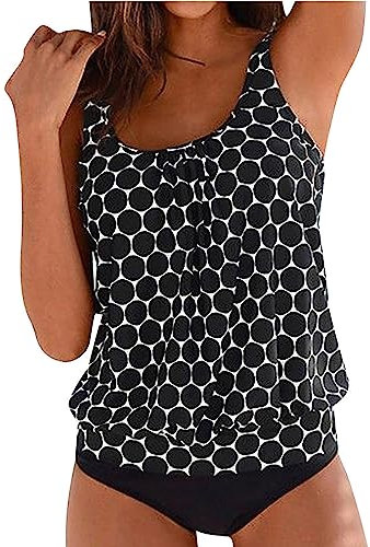 Tankini Sets for Women UK Plus Size Summer 2 Piece Boyleg Swimsuit Sport Swimming Push up Tummy Control High Waisted Tankini Top with Shorts Swimsuits Swimwear Bathing Suit Beach Wear