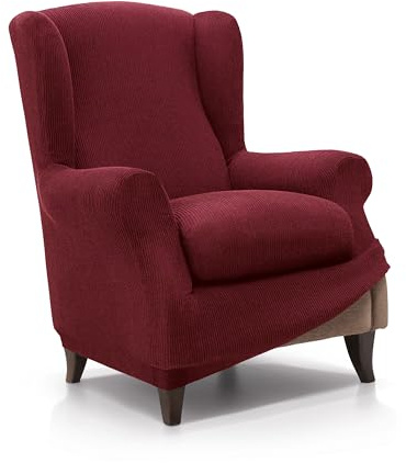 FAVERTI® Elastischer Ohrensesselbezug von 70 bis 100 cm | Modell Reale | Bordeaux | Verstellbarer Ohrensesselbezug | Qualitätsschutz aus Jacquard-Stoff und Baumwolle
