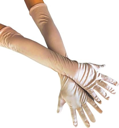 Lange Opernparty Spaghetti-Tee-Handschuhe aus den 1920er Jahren, Erwachsener-Abmessungen Ellenbogenlänge W-G-1 (Champagner)