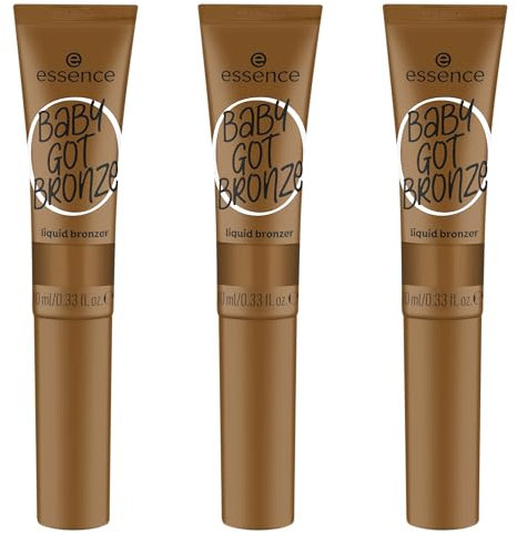essence BABY GOT BRONZE liquid bronzer, Nr. 30, Braun, langanhaltend, definierend, Einfach zu entfernen, natürlich, vegan, ölfrei, ohne Parabene, ohne Mikroplastikpartikel, 3er Pack (3x10ml)