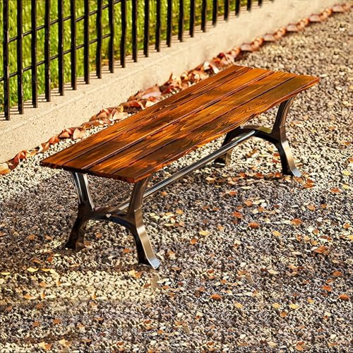 KEJIAWU Verandabänke, Parkbank, Gartenbänke mit Rückenlehne, wetterfeste Außenbänke, verdickte Platte, Farbe auf Wasserbasis, stabil, für Veranda, Rasen, Garten, Hof(Brown,120cm/47in)