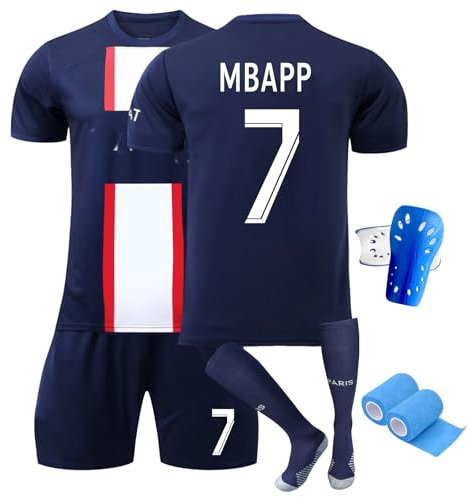 PEIFOON mb Fußball Trikots Shorts Socken Set für Kinder und Erwachsene, app Hause/Auswärts Fußballtrikot Trainingsanzug T Shirt für Jungen Herren, Ausrüstung für echte Fans (A01, 22)