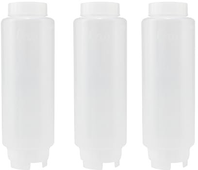 Creative Mark Cylo FIFO Quetschflasche – leer – 3 Stück – 590 ml, umgekehrte Quetschflasche mit luftdichtem, tropffreiem Silikonventil; Acrylfarbe, Soßen- und Gewürzflaschen für Maler und