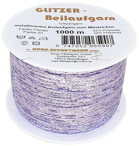 Glitzer Beilaufgarn auf 1000 Meter Spulen - Farbe Flieder